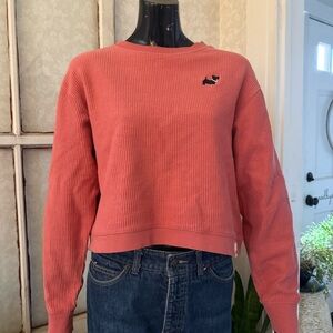 Women's Unwind by League Scottie Pink Corral Crew Neck Long Sleeve Waffle Knit
